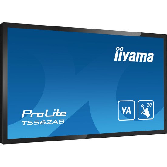 iiyama T5562AS-B1 affichage de messages Écran plat interactif 138,7 cm (54.6") VA 500 cd/m² 4K Ultra HD Noir Écran tactile Intégré dans le processeur Android 8.0 24/7