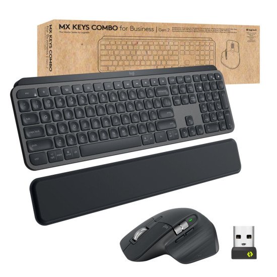 Logitech MX Keys combo for Business Gen 2 clavier Souris incluse sans fil + Bluetooth QWERTZ Graphite