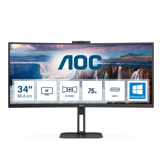 AOC V5 CU34V5CW 86,4 cm (34") 3440 x 1440 pixels Wide Quad HD LED Noir