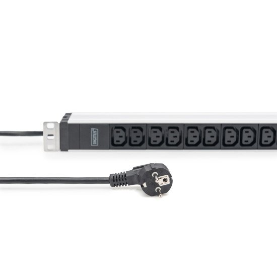 Digitus Multiprise avec profilé en aluminium, 12 prises, câble d'alimentation de 2 m avec fiche de sécurité