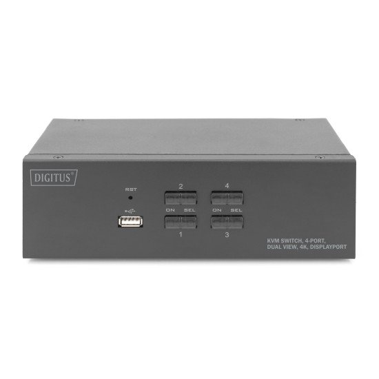 Digitus Commutateur KVM, 4 ports, Double affichage, 4K, DisplayPort®