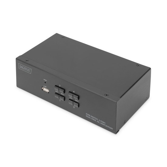 Digitus Commutateur KVM, 4 ports, Double affichage, 4K, DisplayPort®