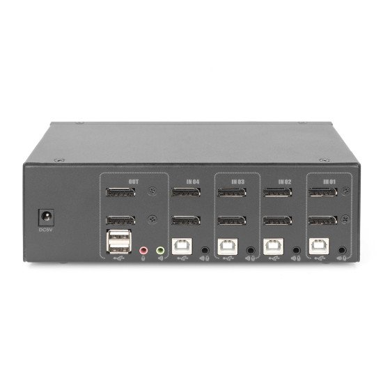 Digitus Commutateur KVM, 4 ports, Double affichage, 4K, DisplayPort®