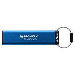 Kingston Technology IronKey Keypad 200 lecteur USB flash 64 Go USB Type-A 3.2 Gen 1 (3.1 Gen 1) Bleu Kingston Technology IronKey Keypad 200 lecteur USB flash 64 Go USB Type-A 3.2 Gen 1 (3.1 Gen 1) Bleu