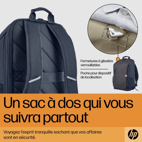 HP Sac à dos pour ordinateur portable Travel 18 litres 15,6 pouces, gris fer