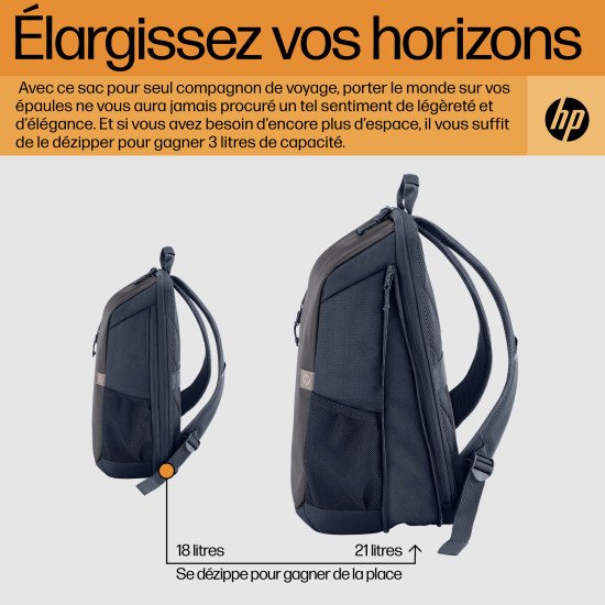 HP Sac à dos pour ordinateur portable Travel 18 litres 15,6 pouces, gris fer