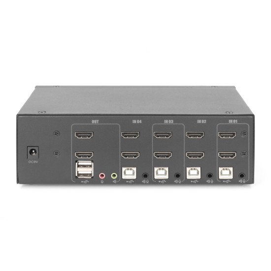 Digitus Commutateur KVM, 4 ports, Double affichage, 4K, HDMI®
