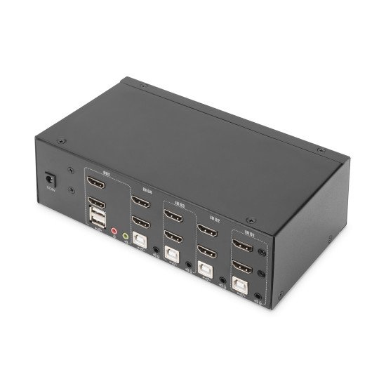 Digitus Commutateur KVM, 4 ports, Double affichage, 4K, HDMI®