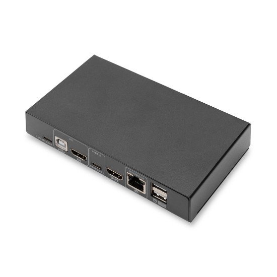 Digitus Commutateur KVM, 2 ports, 4K / 30 Hz, USB-C / USB / HDMI (in), HDMI (out), réseau