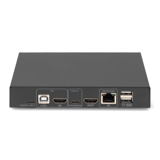 Digitus Commutateur KVM, 2 ports, 4K / 30 Hz, USB-C / USB / HDMI (in), HDMI (out), réseau