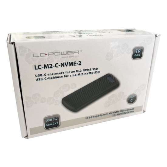 LC-Power LC-M2-C-NVME-2 Boîtier de disques de stockage Enceinte ssd Noir M.2