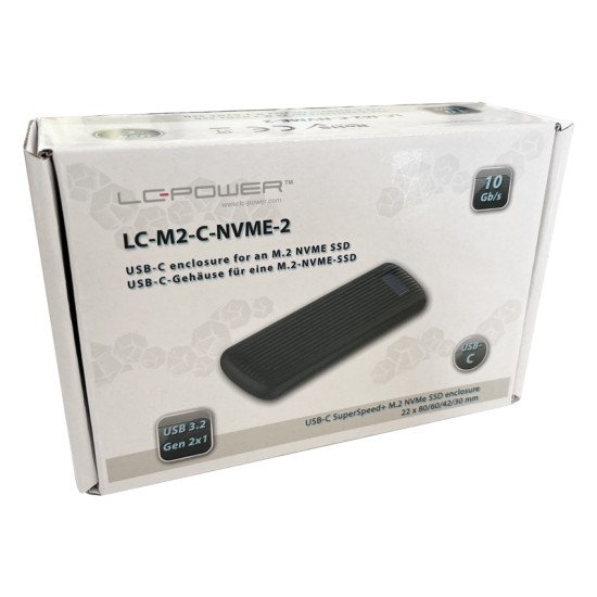 LC-Power LC-M2-C-NVME-2 Boîtier de disques de stockage Enceinte ssd Noir M.2 LC-Power LC-M2-C-NVME-2 Boîtier de disques de stockage Enceinte ssd Noir M.2