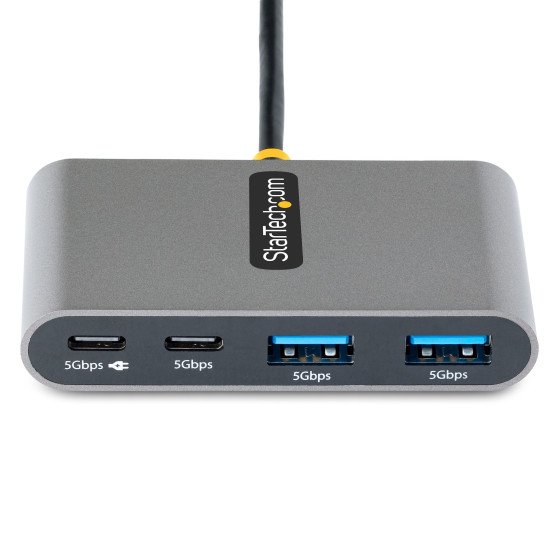 StarTech.com Hub USB-C à 4 Ports avec 100W Power Delivery Pass-Through - Hub USB 3.0 4 Ports - USB-C vers USB-A - Hub USB Type-C avec Câble de 30cm - Mini Hub USB-C - Splitter USB-C, 5Gbps