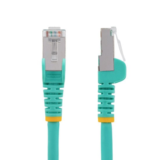 StarTech.com Câble Ethernet CAT6a 3m - Low Smoke Zero Halogen (LSZH) - 10 Gigabit 500MHz 100W PoE RJ45 S/FTP Cordon de Raccordement Réseau Snagless Turquoise avec Décharge de Tension