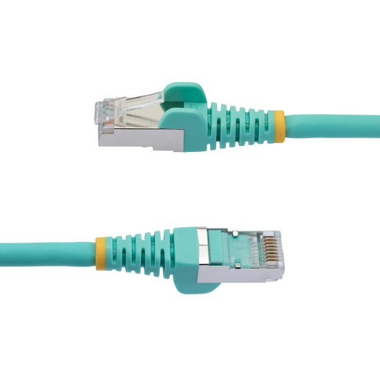 StarTech.com Câble Ethernet CAT6a 3m - Low Smoke Zero Halogen (LSZH) - 10 Gigabit 500MHz 100W PoE RJ45 S/FTP Cordon de Raccordement Réseau Snagless Turquoise avec Décharge de Tension