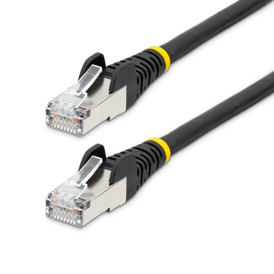 StarTech.com Câble Ethernet CAT6a 3m - Low Smoke Zero Halogen (LSZH) - 10 Gigabit 500MHz 100W PoE RJ45 S/FTP Cordon de Raccordement Réseau Snagless Noir avec Décharge de Tension