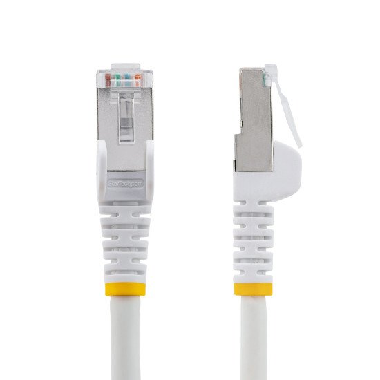 StarTech.com Câble Ethernet CAT6a 3m - Low Smoke Zero Halogen (LSZH) - 10 Gigabit 500MHz 100W PoE RJ45 S/FTP Cordon de Raccordement Réseau Snagless Blanc avec Décharge de Tension