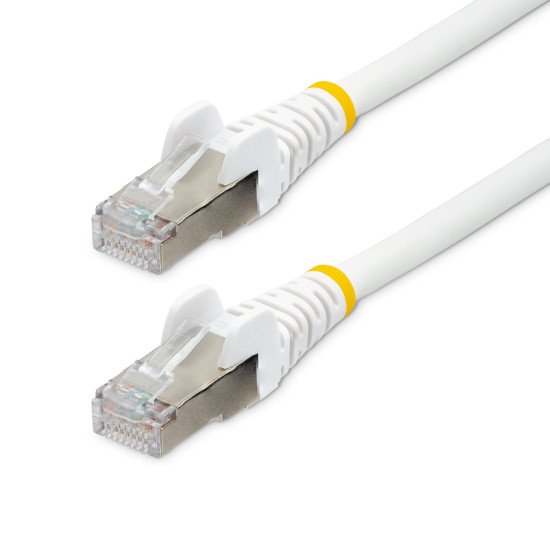 StarTech.com Câble Ethernet CAT6a 3m - Low Smoke Zero Halogen (LSZH) - 10 Gigabit 500MHz 100W PoE RJ45 S/FTP Cordon de Raccordement Réseau Snagless Blanc avec Décharge de Tension