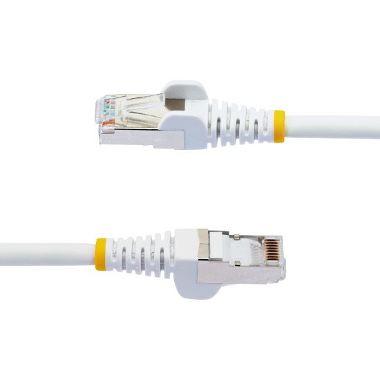 StarTech.com Câble Ethernet CAT6a 3m - Low Smoke Zero Halogen (LSZH) - 10 Gigabit 500MHz 100W PoE RJ45 S/FTP Cordon de Raccordement Réseau Snagless Blanc avec Décharge de Tension