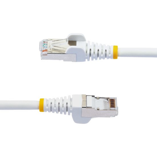 StarTech.com Câble Ethernet CAT6a 7m - Low Smoke Zero Halogen (LSZH) - 10 Gigabit 500MHz 100W PoE RJ45 S/FTP Cordon de Raccordement Réseau Snagless Blanc avec Décharge de Tension