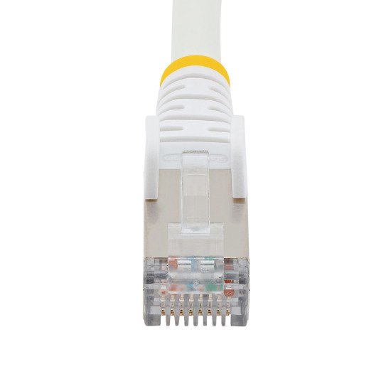StarTech.com Câble Ethernet CAT6a 10m - Low Smoke Zero Halogen (LSZH) - 10 Gigabit 500MHz 100W PoE RJ45 S/FTP Cordon de Raccordement Réseau Snagless Blanc avec Décharge de Tension