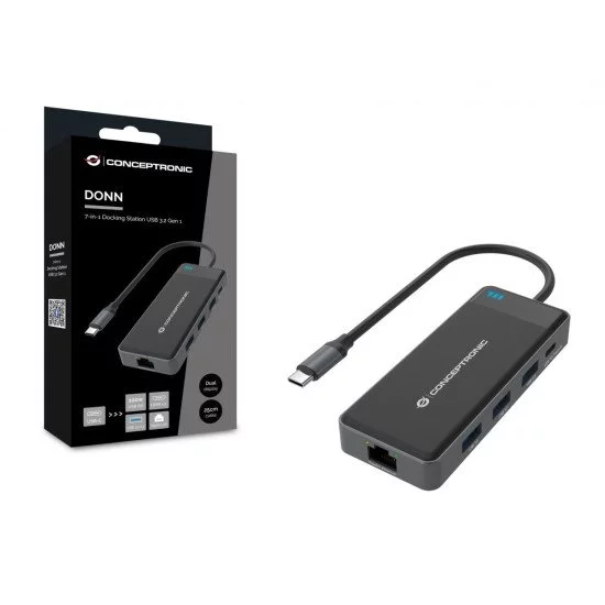 Conceptronic DONN14G station d'accueil Avec fil USB 3.2 Gen 1 (3.1 Gen 1) Type-C Gris Conceptronic DONN14G station d'accueil Avec fil USB 3.2 Gen 1 (3.1 Gen 1) Type-C Gris