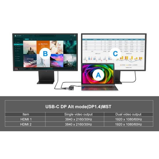 Conceptronic DONN14G station d'accueil Avec fil USB 3.2 Gen 1 (3.1 Gen 1) Type-C Gris