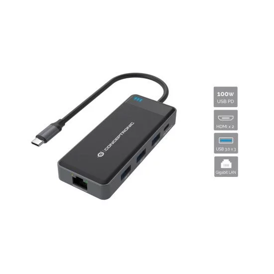 Conceptronic DONN14G station d'accueil Avec fil USB 3.2 Gen 1 (3.1 Gen 1) Type-C Gris Conceptronic DONN14G station d'accueil Avec fil USB 3.2 Gen 1 (3.1 Gen 1) Type-C Gris