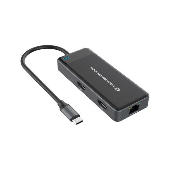 Conceptronic DONN14G station d'accueil Avec fil USB 3.2 Gen 1 (3.1 Gen 1) Type-C Gris Conceptronic DONN14G station d'accueil Avec fil USB 3.2 Gen 1 (3.1 Gen 1) Type-C Gris