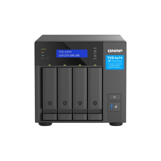 QNAP TVS-H474 NAS Tower Ethernet/LAN Noir G7400