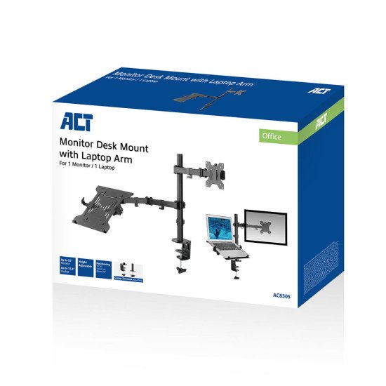 ACT AC8305 Support de livres Notebook et bras pour écran Noir 39,6 cm (15.6")