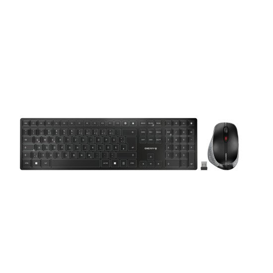 CHERRY DW 9500 SLIM clavier Souris incluse RF sans fil + Bluetooth QWERTZ Allemand Noir, Gris