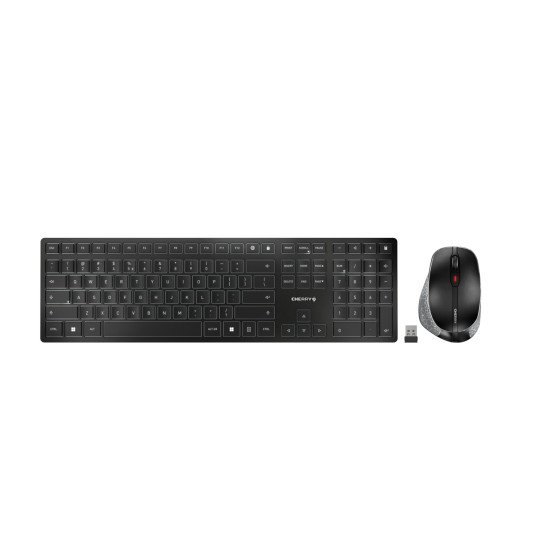 CHERRY DW 9500 SLIM clavier Souris incluse RF sans fil + Bluetooth AZERTY Belge Noir, Gris