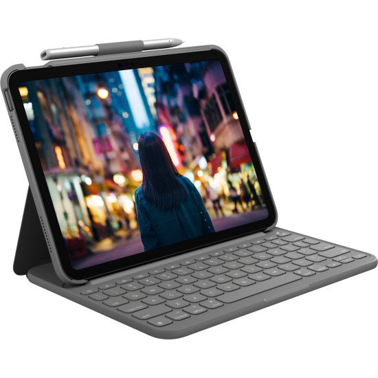 Logitech Slim Folio Gris Bluetooth QWERTY Anglais britannique