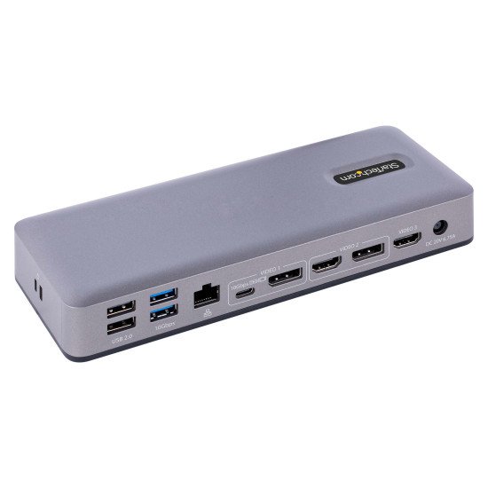 StarTech.com Station d'Accueil USB-C - Hub USB-C Multi-Moniteur HDMI/DP/DP Alt Mode - 3x 4K30 / 2x 4K60 - Dock USB 7 ports - 60W Power Delivery 3.0 - GbE - 3.5 Audio - Station d'Accueil Universelle