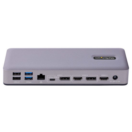 StarTech.com Station d'Accueil USB-C - Hub USB-C Multi-Moniteur HDMI/DP/DP Alt Mode - 3x 4K30 / 2x 4K60 - Dock USB 7 ports - 60W Power Delivery 3.0 - GbE - 3.5 Audio - Station d'Accueil Universelle