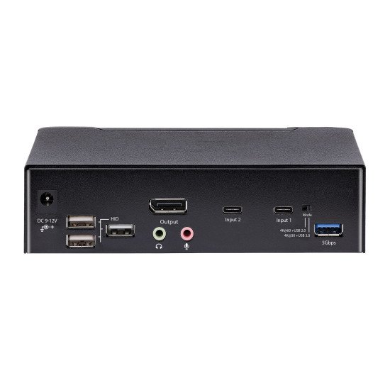 StarTech.com Switch KVM USB C - KVM DisplayPort à 2 ports Vidéo HDR UHD 4K 60Hz - Audio 3.5, Hub 5Gbps 4x USB HID et 2x USB 1 3.2 Gen 1 - Commutateur KVM USB Type-C - Compatible Thunderbolt 3/4