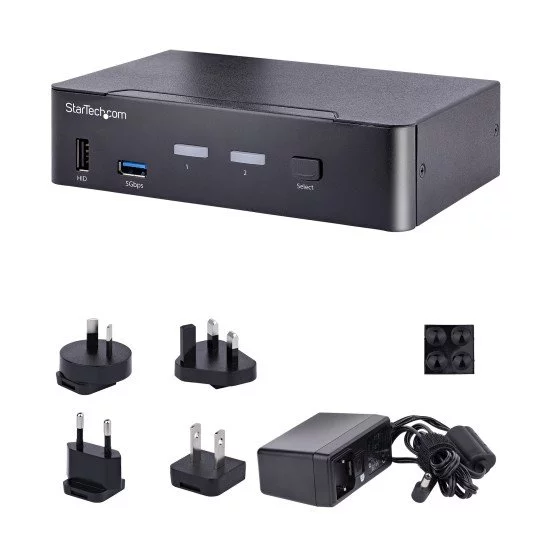 StarTech.com Switch KVM USB C - KVM DisplayPort à 2 ports Vidéo HDR UHD 4K 60Hz - Audio 3.5, Hub 5Gbps 4x USB HID et 2x USB 1 3.2 Gen 1 - Commutateur KVM USB Type-C - Compatible Thunderbolt 3/4 StarTech.com Switch KVM USB C - KVM DisplayPort à 2 ports Vidéo HDR UHD 4K 60Hz - Audio 3.5, Hub 5Gbps 4x USB HID et 2x USB 1 3.2 Gen 1 - Commutateur KVM USB Type-C - Compatible Thunderbolt 3/4