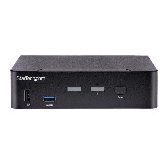 StarTech.com Switch KVM USB C - KVM DisplayPort à 2 ports Vidéo HDR UHD 4K 60Hz - Audio 3.5, Hub 5Gbps 4x USB HID et 2x USB 1 3.2 Gen 1 - Commutateur KVM USB Type-C - Compatible Thunderbolt 3/4