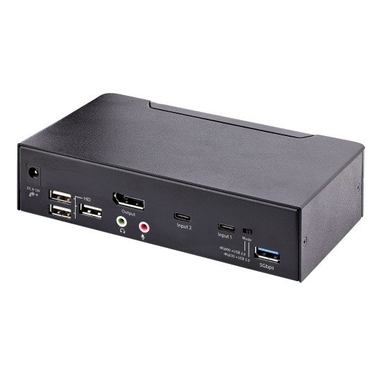 StarTech.com Switch KVM USB C - KVM DisplayPort à 2 ports Vidéo HDR UHD 4K 60Hz - Audio 3.5, Hub 5Gbps 4x USB HID et 2x USB 1 3.2 Gen 1 - Commutateur KVM USB Type-C - Compatible Thunderbolt 3/4