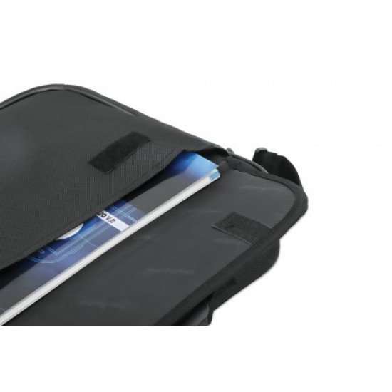 Manhattan Sacoche PC portable Cambridge 14,1", clamshell, noire, ÉCONOMIQUE, poche accessoires, compartiment documents, bandoulière amovible, équiv. Targus CN313/CN414EU, garantie 3 ans