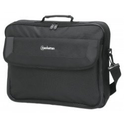 Manhattan Sacoche PC portable Cambridge 17,3", clamshell, noire, ÉCONOMIQUE, poche accessoires, compartiment documents, bandoulière amovible, équiv. Targus CN418EU, garantie 3 ans