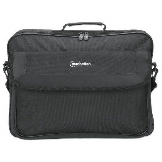 Manhattan Sacoche PC portable Cambridge 17,3", clamshell, noire, ÉCONOMIQUE, poche accessoires, compartiment documents, bandoulière amovible, équiv. Targus CN418EU, garantie 3 ans