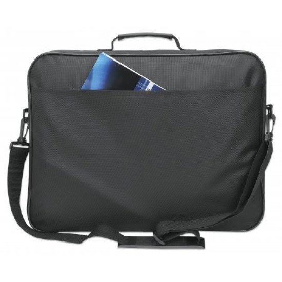 Manhattan Sacoche PC portable Cambridge 17,3", clamshell, noire, ÉCONOMIQUE, poche accessoires, compartiment documents, bandoulière amovible, équiv. Targus CN418EU, garantie 3 ans