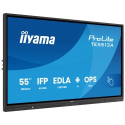 iiyama TE5513A-B2AG Écran d'affichage dynamique Écran plat interactif 138,7 cm (54.6") Wifi 500 cd/m² 4K Ultra HD Noir Écran tactile Intégré dans le processeur Android 24/7