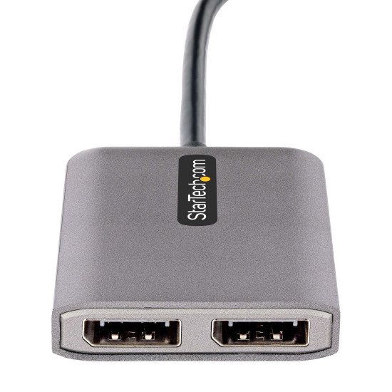 StarTech.com Hub USB-C MST à 2 ports - Adaptateur Multi-Moniteur USB Type-C vers 2x DisplayPort pour Ordinateur Portable - Dual-DP jusqu'à 4K 60Hz avec DP 1.4 Alt Mode & DSC - HDR - Câble de 30 cm - Windows Uniquement