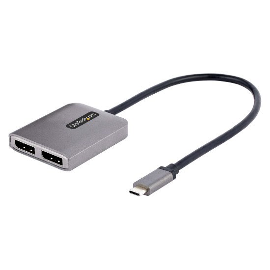 StarTech.com Hub USB-C MST à 2 ports - Adaptateur Multi-Moniteur USB Type-C vers 2x DisplayPort pour Ordinateur Portable - Dual-DP jusqu'à 4K 60Hz avec DP 1.4 Alt Mode & DSC - HDR - Câble de 30 cm - Windows Uniquement