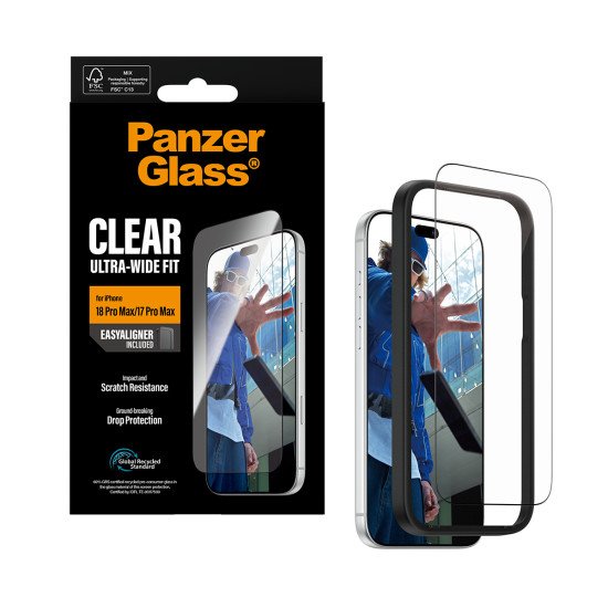 PanzerGlass ® Screen Protector iPhone 2026 Pro Max | 17 Pro Max | Ultra-Wide Fit w. EasyAligner Protection d'écran transparent 1 pièce(s)