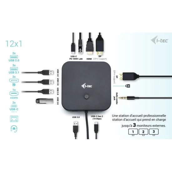 i-tec USB-C HDMI Dual DP Docking Station with Power Delivery 100 W i-tec USB-C HDMI Dual DP Docking Station with Power Delivery 100 W