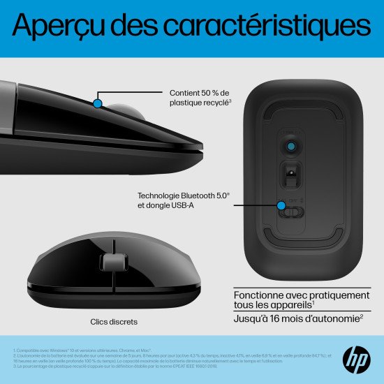 HP Souris double mode Z3700 argent